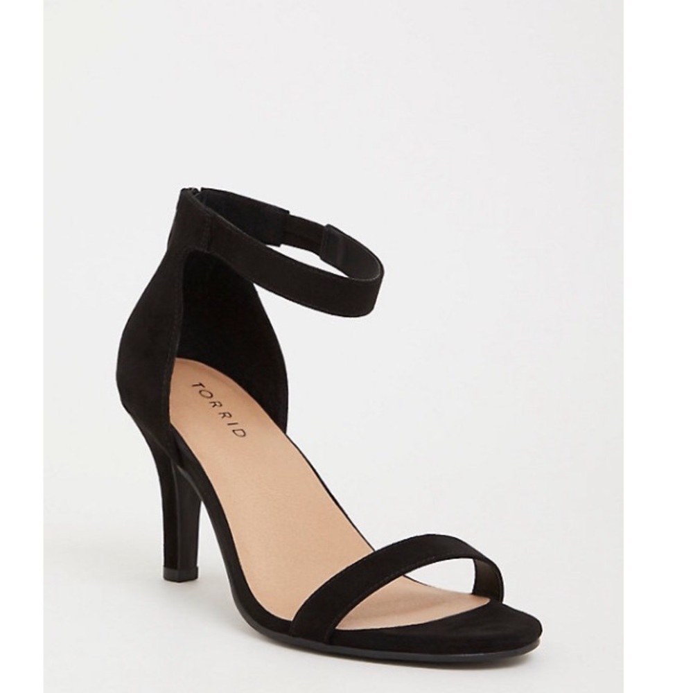 Black Ankle Strap Mid Heel (Wide Width)